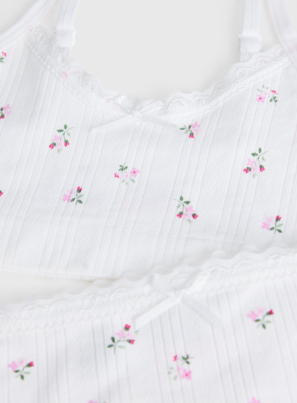 White Seamfree Pointelle Floral 2-Piece Set 12-14 years - Image 2 thumbnail